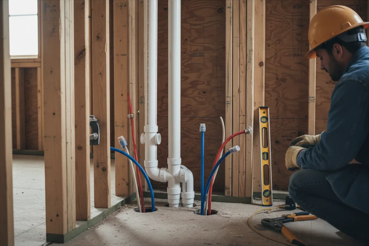 Drain and supply rough-in during Drain Cleaning in Shawnee